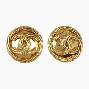 Here Mark Earrings Vintage Gold Plated 93P from Chanel, Set of 2