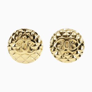Coco Mark Earrings Matelasse in Gold Plate from Chanel, France, Set of 2
