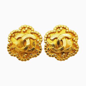 Chanel Flower Coco Earrings 96A Gold Ladies Point Frame, Set of 2
