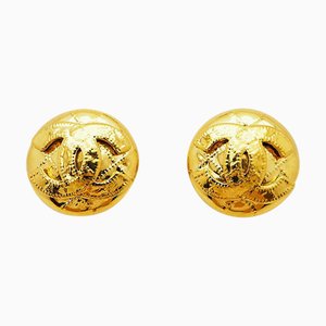 Round Matrasse Coco Earrings in Gold from Chanel, 1994, Set of 2