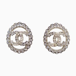 Oval Coco Stone Earrings in Clear Light Gold from Chanel, Set of 2
