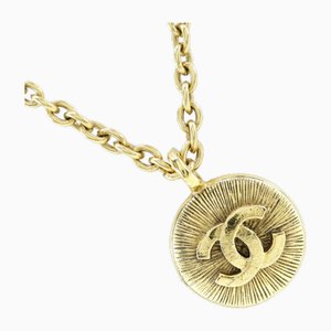 Chanel Coco Mark Necklace Vintage Gold Plated Made in France Womens