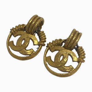 Cocomark Circle Swing Earrings in Gold from Chanel, Set of 2