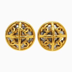 Round Earrings in Gold from Chanel, Set of 2