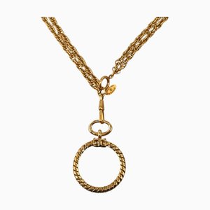 CHANEL Collar de lupa de doble cadena bañado en oro Señoras