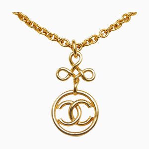 CHANEL Cocomark Circle Necklace Gold Plated Ladies