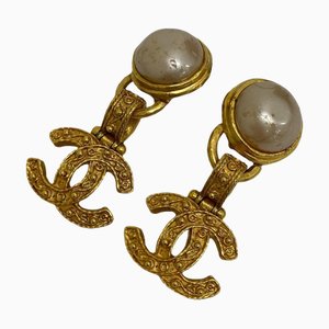 Fake Pearl Coco Mark Earrings in Gold from Chanel, Set of 2
