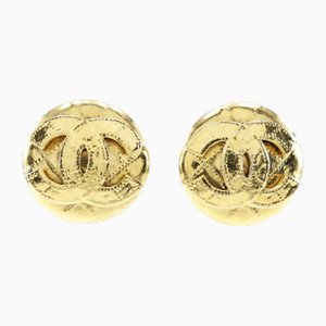 Here Mark Earrings Matelasse Vintage Gold Plated 94P from Chanel, Set of 2