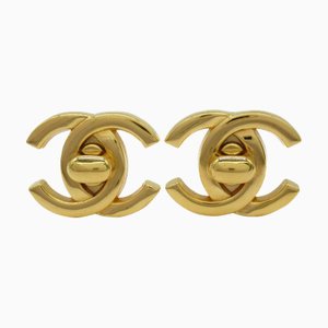 Chanel Earring Earring Gold Gold Plated Gold, Set of 2