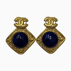 Cocomark Square Round Stone Earrings from Chanel, 1996, Set of 2