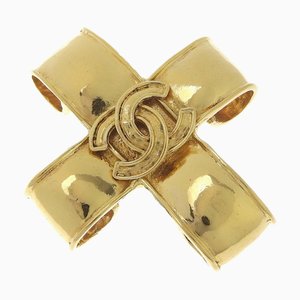 CHANEL Cross Cocomark Vintage Gold Plated 94P Women's Brooch