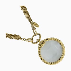 Collar de lupa CHANEL de doble cadena vintage bañado en oro Made in France Ladies
