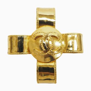 97A Coco Mark Cross Ribbon Brosche mit goldener Anstecknadel von Chanel, 1997