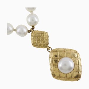 Vergoldete Halskette mit künstlicher Perle von Chanel