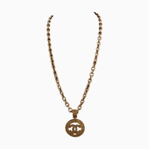 CHANEL necklace here mark gold pendant chain Lady's