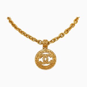 Coco Mark Round Necklace in Gold Plate from Chanel