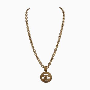 CHANEL necklace here mark gold pendant long chain ladies