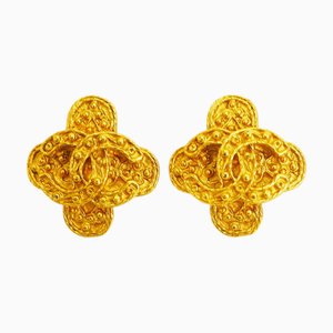Flower Coco Earrings in Gold from Chanel, 1994, Set of 2