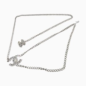 Coco Mark Chain Belt Heart Rhinestone Necklace in Silver from Chanel
