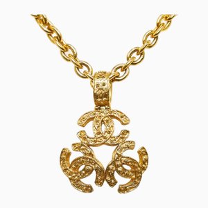 Triple Coco Mark Necklace Gold Plated Womens from Chanel
