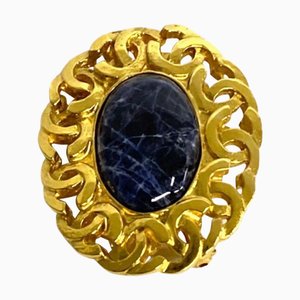 Coco Mark Motif Color Stone Brooch in Gold from Chanel, 1995