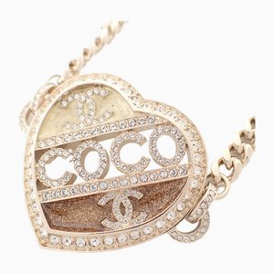 CC Coco Mark Strass Herz Halskette in Gold von Chanel