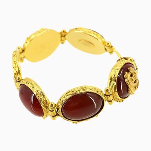 CHANEL Colored Stone Bracelet Red Gold 96A