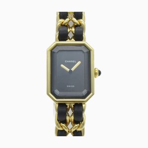 CHANEL Premiere L Armbanduhr Uhr Armbanduhr H0001 Quartz Schwarz Vergoldetes Leder H0001