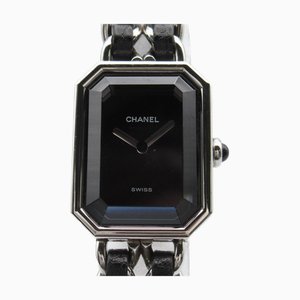 Montre-Bracelet Premiere L à Quartz en Acier Inoxydable Noir et Ceinture en Cuir de Chanel