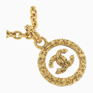 Coco Mark Vintage Gold Plated X Glass Womens Necklace from Chanel