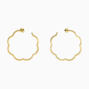 Chanel Camellia Hoop K18Yg Yellow Gold Earrings, Set of 2