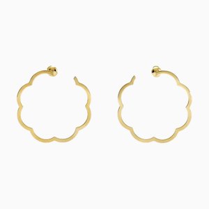 Pendientes Chanel Camellia Hoop K18Yg de oro amarillo. Juego de 2