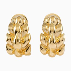 Boucles d'Oreilles en Or Jaune Feuille K18Yg Chanel, Set de 2