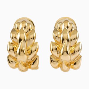 Chanel Leaf K18Yg Yellow Gold Earrings, Set of 2