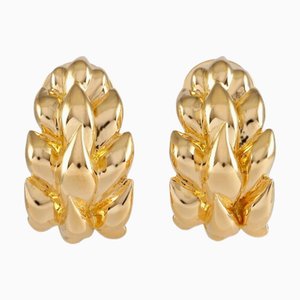 Boucles d'Oreilles en Or Jaune Feuille K18Yg Chanel, Set de 2