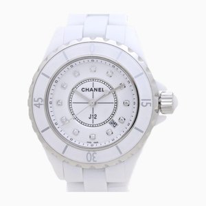 J12 12P Diamond Late modelo H1628 Reloj para mujer de acero inoxidable y cerámica blanca de Chanel