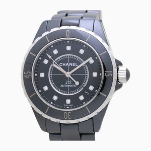 J12 12P Diamond H1626 Late Model Black Ceramic & Stainless Steel Men's 39395 Watch from Chanel