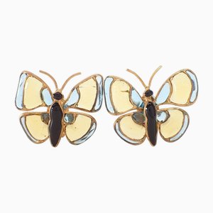 Goldfarbene Gripoa Schmetterlings-Ohrringe von Chanel, 2 . Set