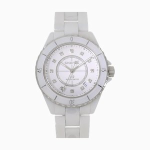 Reloj unisex J12 de cerámica blanca con diamantes de Chanel