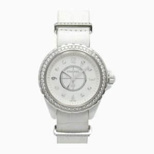 Diamant-Armbanduhr mit Lünette & Schleife aus Quarz & weißer Keramik von Chanel