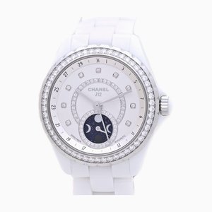 CHANEL J12 Firs de Lune Diamond H3405 Weiße Keramik x Edelstahl Herren 39052