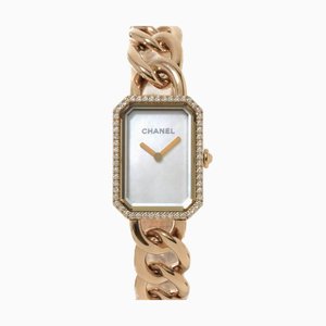 Premiere Ladies Watch Diamond Bezel White Shell Dial K18 Beige Gold Quartz from Chanel