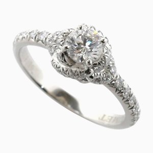 CHAUMET Pt950 Platin Lien d'Amour Solitaire Diamant Ring J3LCZZ 0.30ct 3.6g Damen