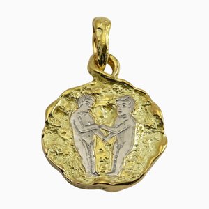 CHAUMET Coin Gemini Necklace/Pendant K18YG Yellow Gold K18WG White Pen Head