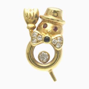 Broche de oro amarillo de muñeco de nieve [18 k] con diamantes, rubíes y zafiro de oro de Chopard