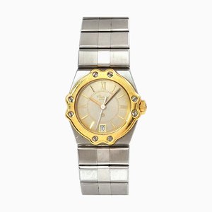 CHOPARD St. Moritz Combi 8024 Damenuhr Datum Graues Zifferblatt YG Gelbgold Quartz