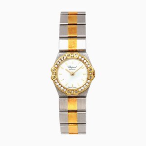 CHOPARD St. Moritz Combi 8067/11 Diamond Bezel Ladies Watch White Dial YG Yellow Gold Quartz