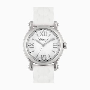 CHOPARD Happy Sports 3P Diamant Damen Quarzuhr SS Weißes Zifferblatt Kautschukarmband 8590