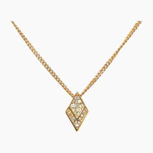 Dior Diamond Rhinestone Necklace Gold Plated Womens by Christian Dior