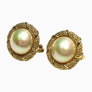 Dior Fake Pearl and Gold Earrings from Christian Dior, Set of 2